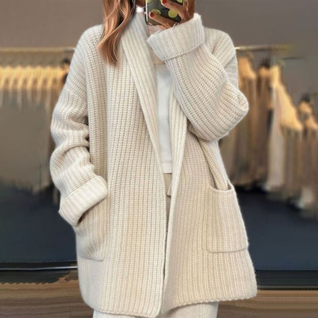 Women's Chunky Cardigan, Oversized Open Front with Pockets