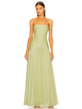 Women's Strapless Pleated Maxi Dress Wedding Guest 1