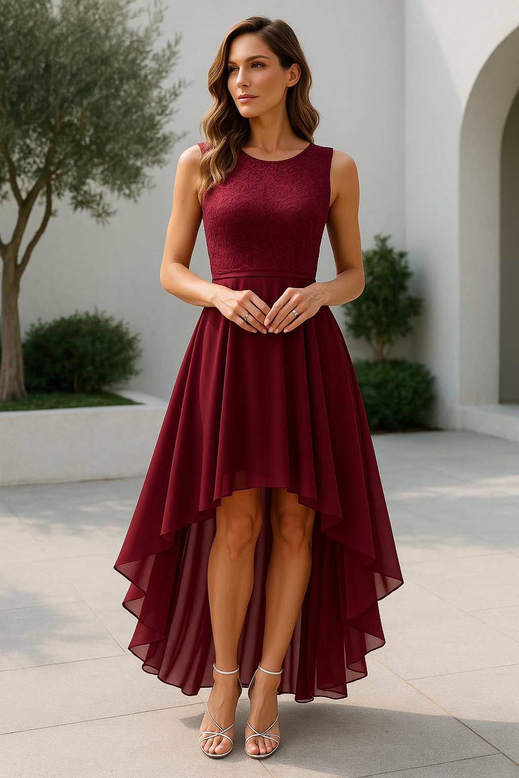 Women's High-Low Wedding Guest Dress Elegant Formal