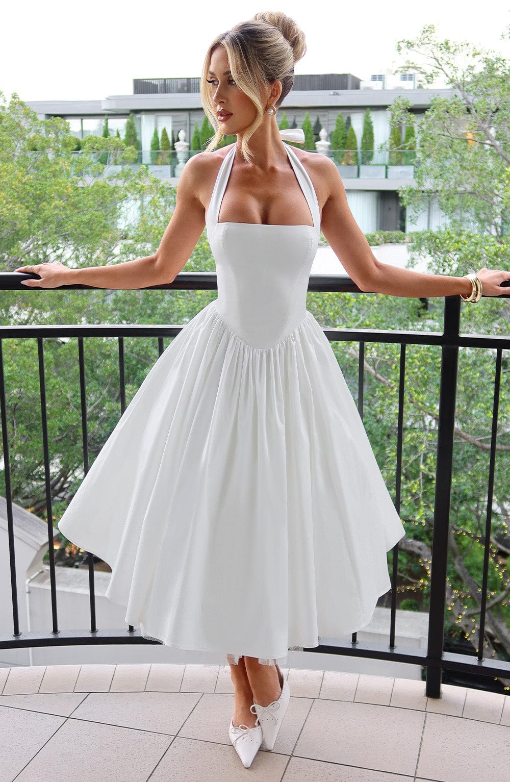 Women's Halter Midi Dress Wedding Guest Formal
