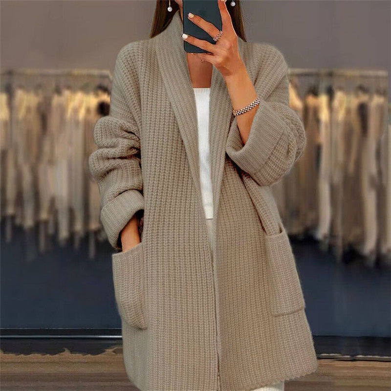 Women's Chunky Cardigan, Oversized Open Front with Pockets
