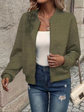 Quilted Bomber Jacket for Women, Cropped Zip Front 3