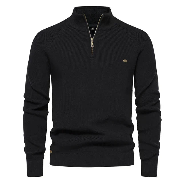 Patrick | High Collar Zip Ribbed Knit Sweater for Men