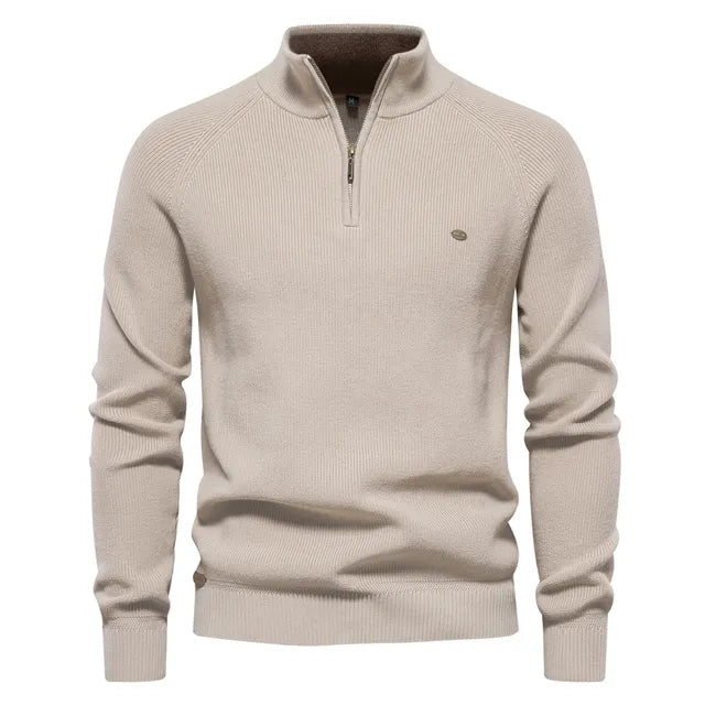 Patrick | High Collar Zip Ribbed Knit Sweater for Men