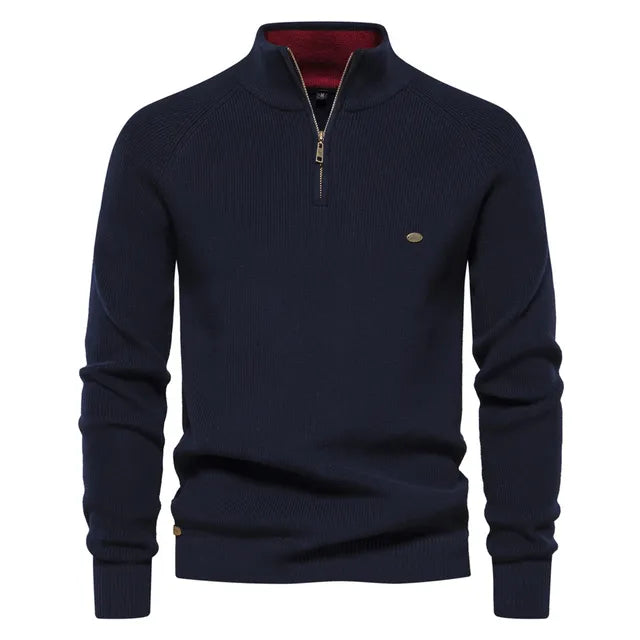 Patrick | High Collar Zip Ribbed Knit Sweater for Men