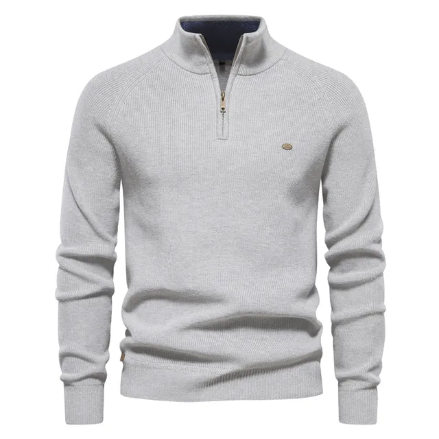 Patrick | High Collar Zip Ribbed Knit Sweater for Men