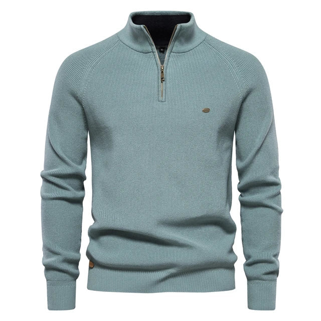 Patrick | High Collar Zip Ribbed Knit Sweater for Men