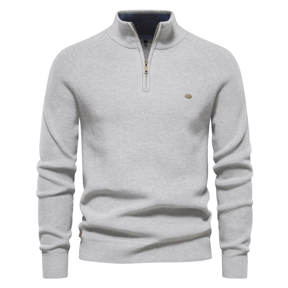 Patrick | High Collar Zip Ribbed Knit Sweater for Men