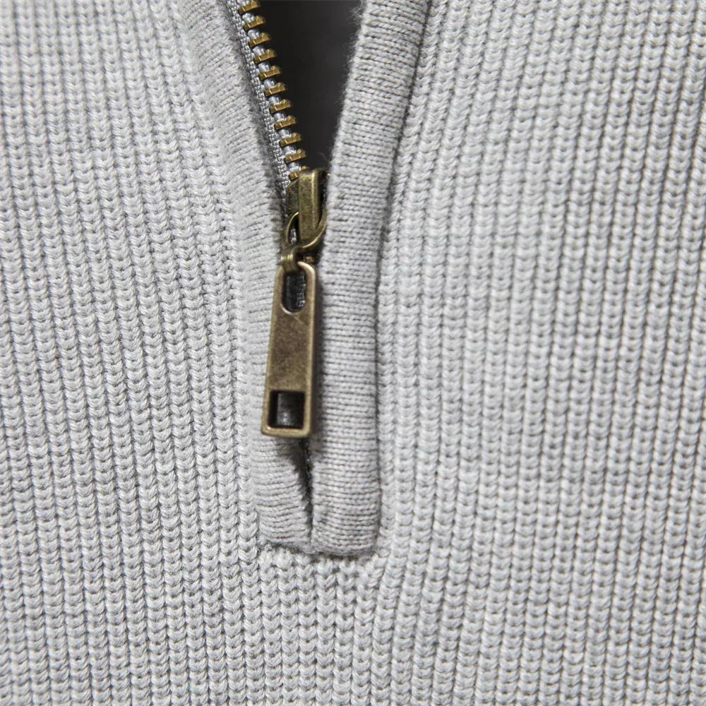 Patrick | High Collar Zip Ribbed Knit Sweater for Men