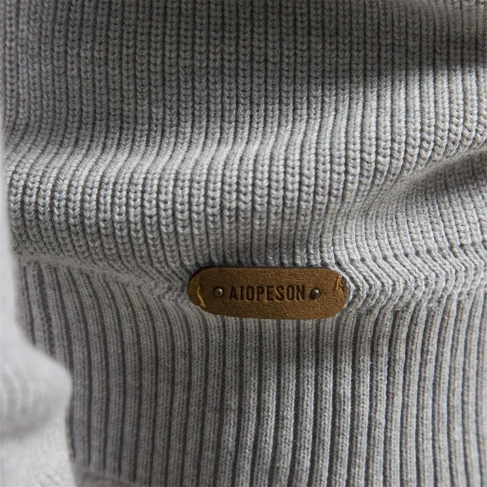 Patrick | High Collar Zip Ribbed Knit Sweater for Men