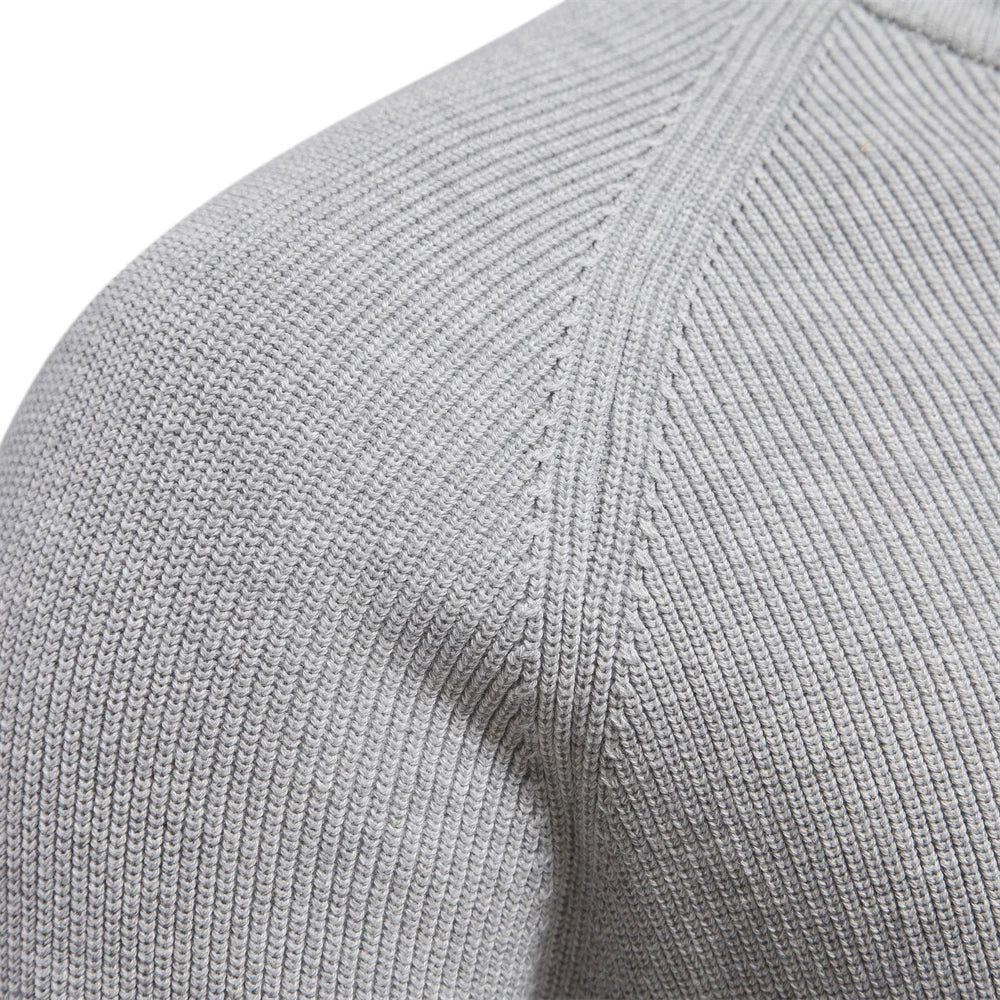 Patrick | High Collar Zip Ribbed Knit Sweater for Men