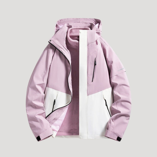 Colorblock Hooded Waterproof Rain Jacket for Women