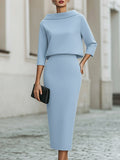 Boat Neck Top and Midi Skirt Set Coordinated 5