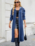 Women's Long Hooded Jacket with Button Front Closure 1
