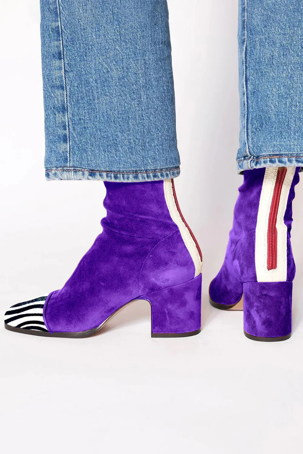 Women's Sock Boots, Block Heel Stretch Ankle Boots