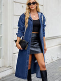 Women's Long Hooded Jacket with Button Front Closure 2