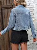 Blue Jean Jacket for Women, Cropped Button Front 3