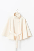 Wool Cape Jacket for Women, Funnel Neck Belted 2