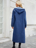 Women's Long Hooded Jacket with Button Front Closure 6