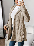 Women's Hooded Cardigan, Cable Knit Button Front 12