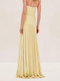 Women's Strapless Pleated Maxi Dress Wedding Guest 6