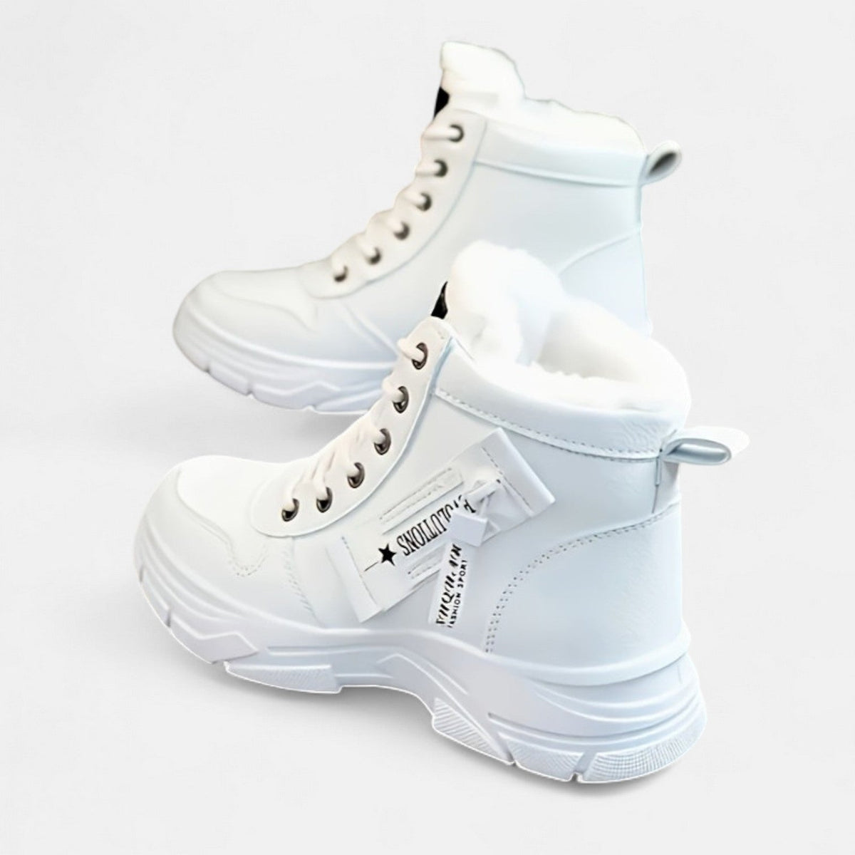 Women's Winter Boots, Chunky Lace-Up with Warm Lining