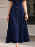 Maxi Dress Short Sleeve Button-Front Classic Fit 4