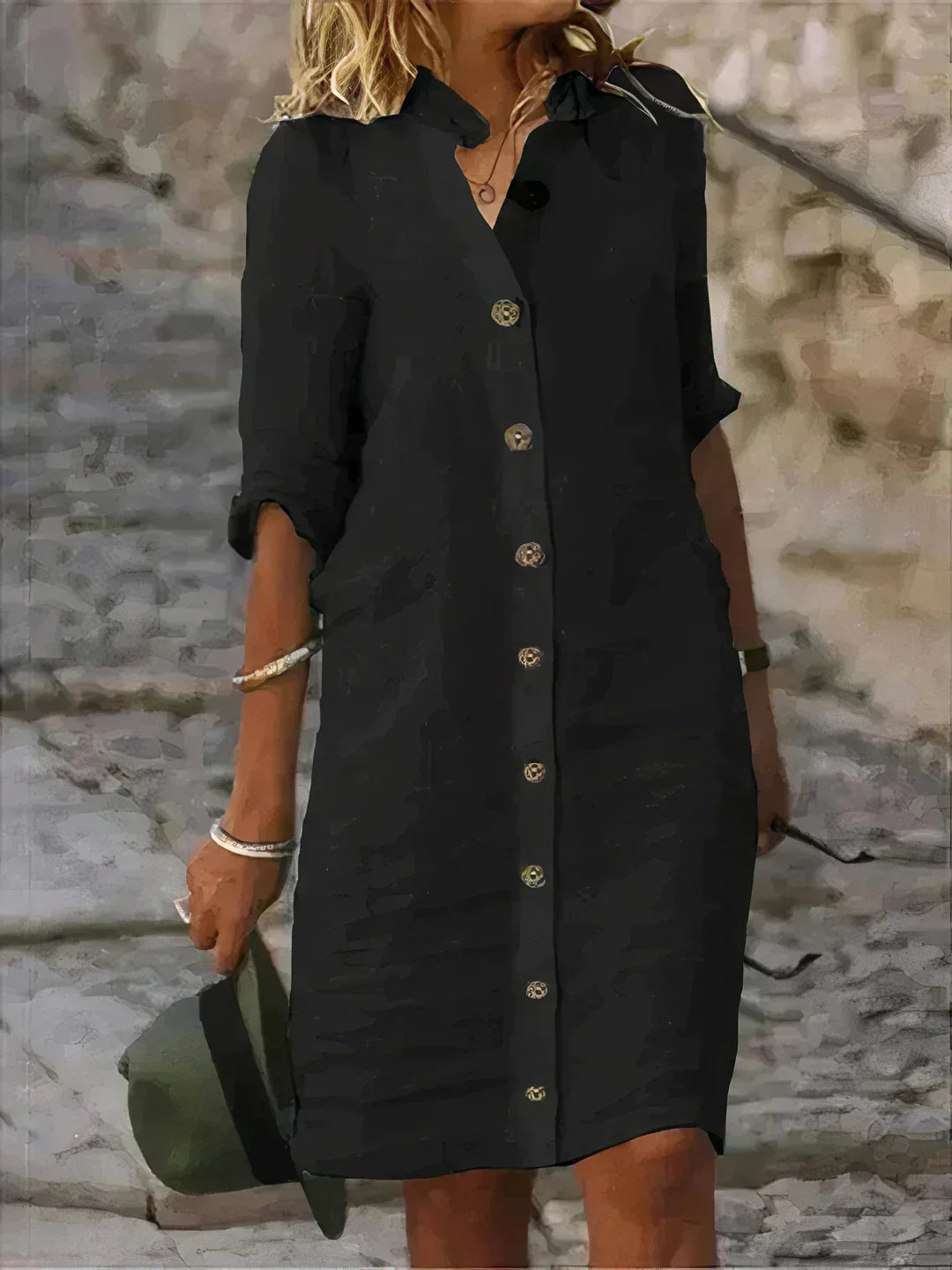 Linen Midi Dress Casual Summer Relaxed Fit