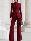 High-Collar Blazer and Wide-Leg Trousers Co-ord Set 5