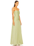 Women's Strapless Pleated Maxi Dress Wedding Guest 2