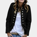Women's Double-Breasted Military Jacket with Button Detail 2