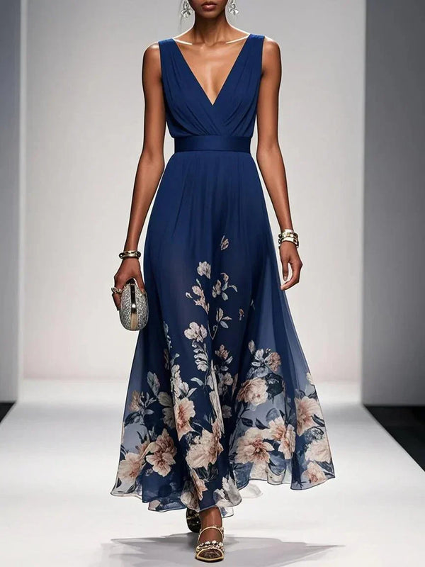 Women's Floral Print Wedding Guest Dress A-Line