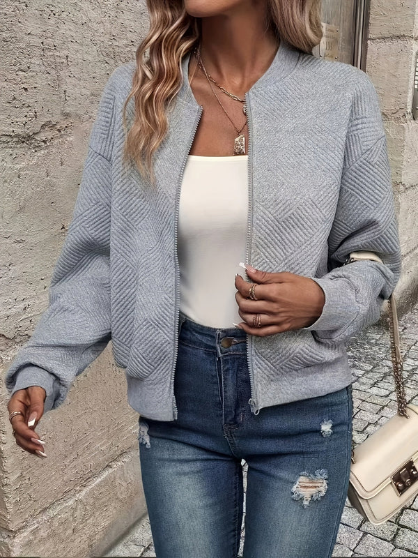 Cropped Quilted Bomber Jacket for Women
