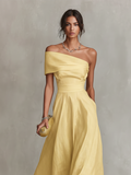 Women's Linen Maxi Dress One Shoulder Relaxed 3