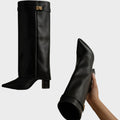 Luna | Black High Leather Boots, Elevated Design 3