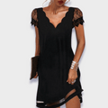 Sancia | Lace Trim Short Sleeve V-Neck Dress for Women 1