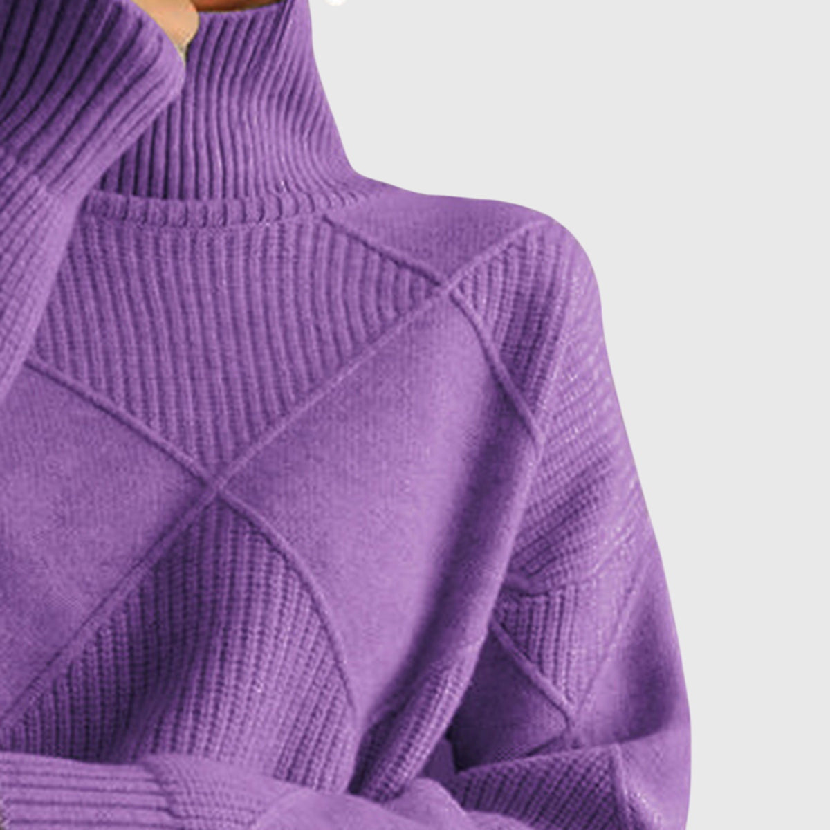Dagny | Oversized Turtleneck Sweater with Diagonal Seams for Women