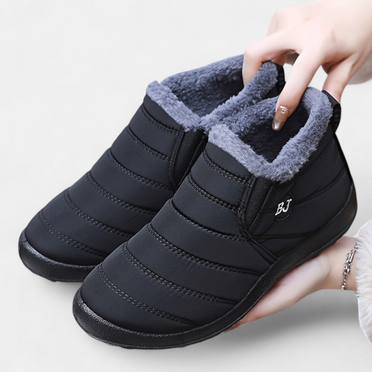 Women's Slip On Snow Boots, Quilted Fur Lined Ankle