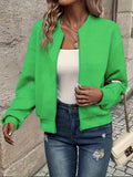 Quilted Bomber Jacket for Women, Cropped Zip Front 6