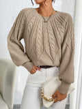 Tilda | Cropped Cable Knit Sweater with Lantern Sleeves for Women 10