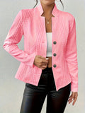 Cable Knit Cropped Jacket for Women, Button Front 5