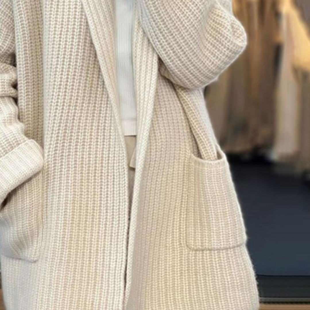 Women's Chunky Cardigan, Oversized Open Front with Pockets