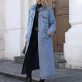 Longline Denim Jacket for Women, Button Front 5