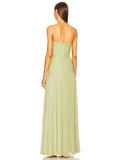 Women's Strapless Pleated Maxi Dress Wedding Guest 3