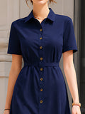 Maxi Dress Short Sleeve Button-Front Classic Fit 3