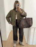 Women's Quilted Jacket with Leopard Print Lining 4