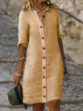 Linen Midi Dress Casual Summer Relaxed Fit 4