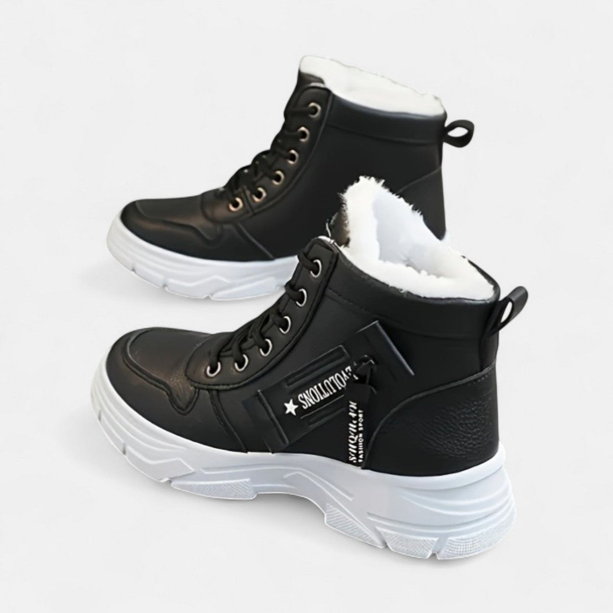 Women's Winter Boots, Chunky Lace-Up with Warm Lining
