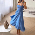 Women's Square Neck Midi Dress Wedding Guest Elegant 3