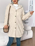 Women's Hooded Cardigan, Cable Knit Button Front 9